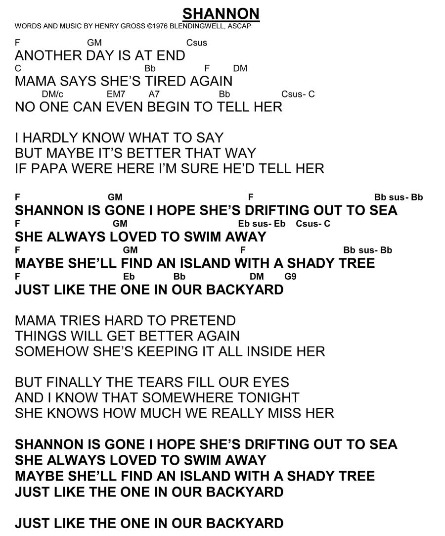 Shannon Chords and Lyrics